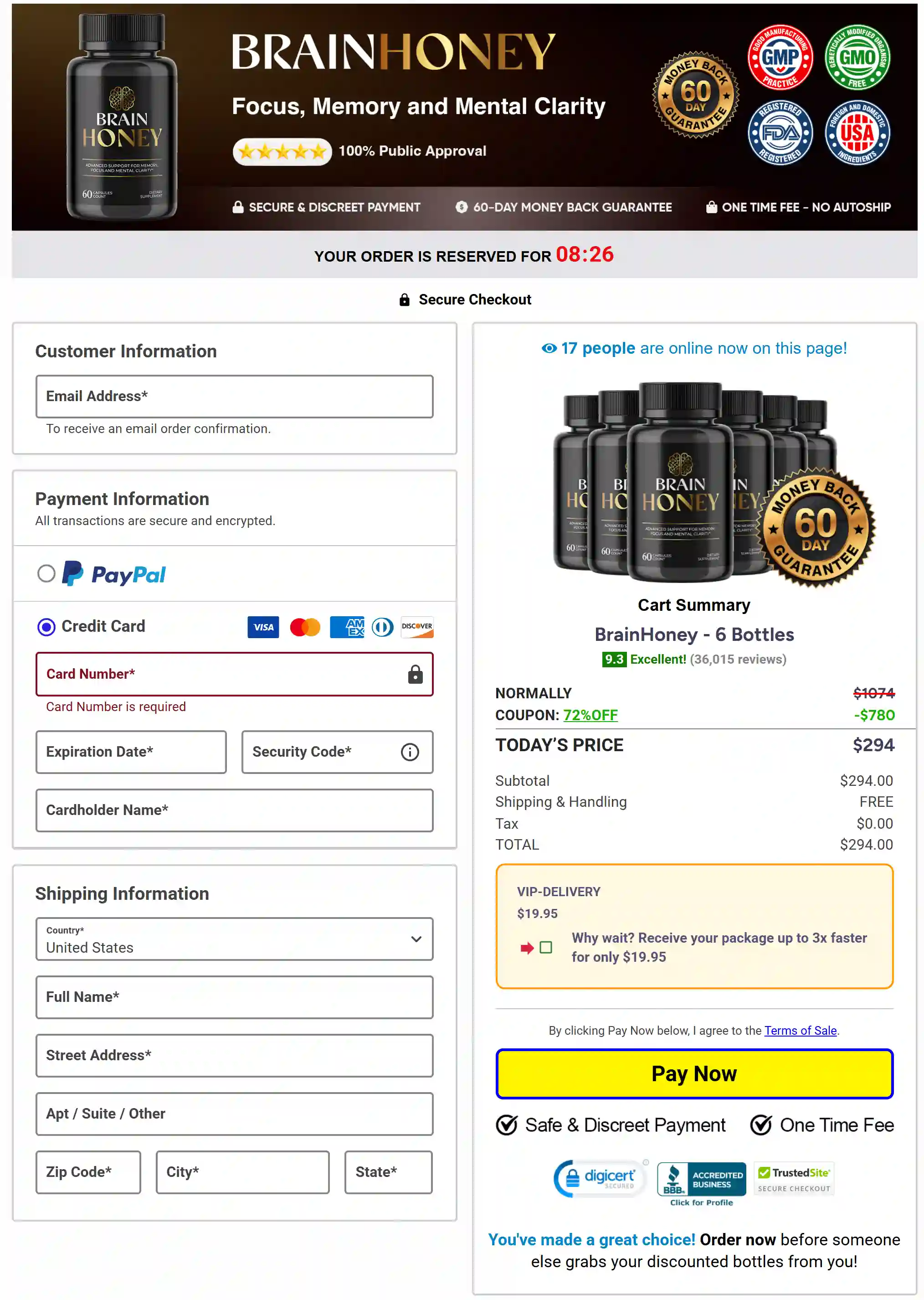 Brain Honey Order Page